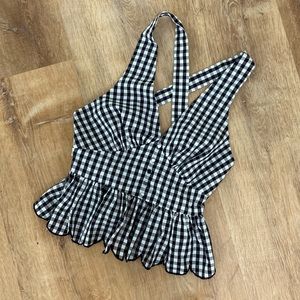 Peplum plunge blouse